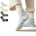 thumbnail image 1 of LDU Women's Thermal Crew Socks, Wavy Striped with Terry Lining, Winter Mid Calf Socks, 6 Pairs, 1 of 7