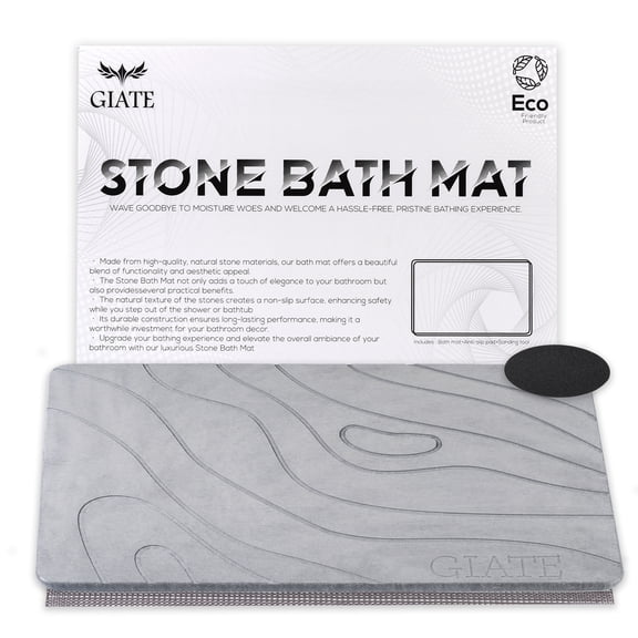 LDVINE Stone Bath mat | Ultra Absorbing diatomaceous Earth Bath mat - Quick Water Drying Crushed & Non Slip Stone mat
