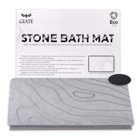 LDVINE Stone Bath mat | Ultra Absorbing diatomaceous Earth Bath mat - Quick Water Drying Crushed & Non Slip Stone mat