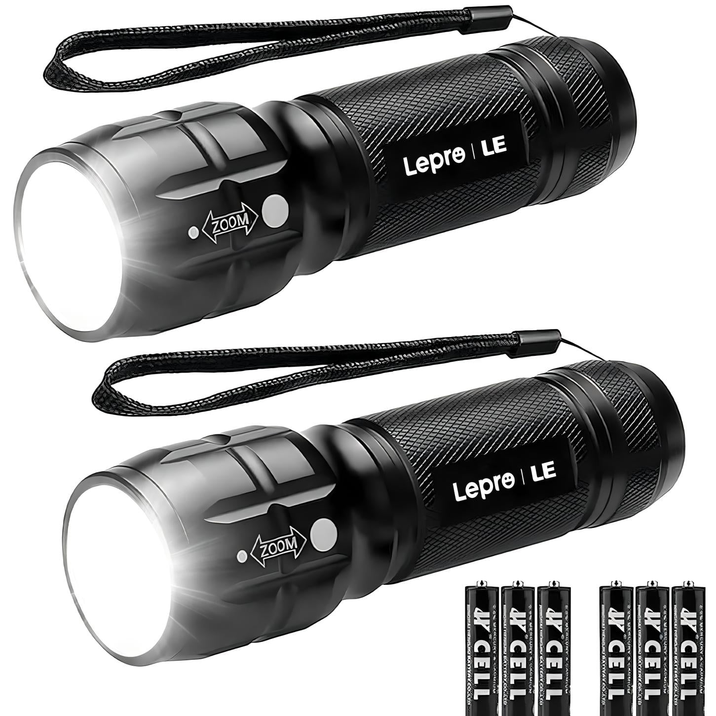 LE 2 Packs LED Flash Light LE1000 High Lumens Mini Multifunction Tactical Flashlight Zoomable Waterproof Adjustable Brightness for Camping Outdoor and Emergency Use AAA Batteries Included Shop Black F...