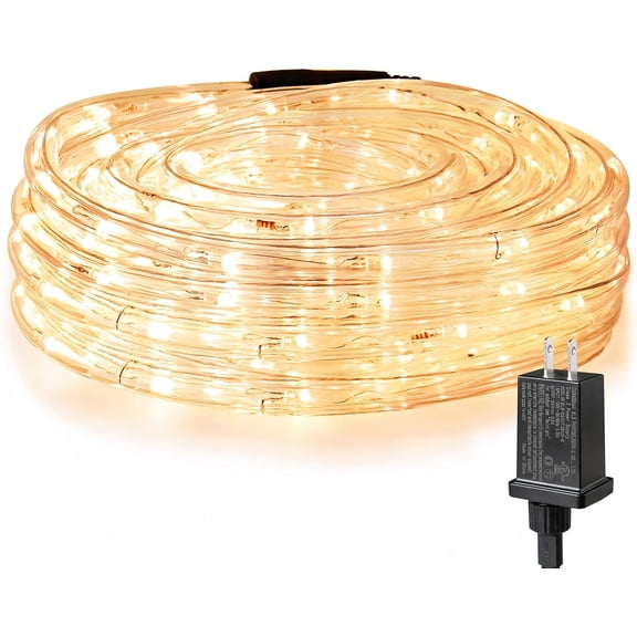 LE 33ft 240 LED Rope Lights Outdoor 24 Volts, 3/8 inch Clear Tube, Upgraded 2700K Warm White, Connectable (Up to 3 Sets), Not Dimmable, Waterproof String Lights for Patio Deck Railing Stair Landscape