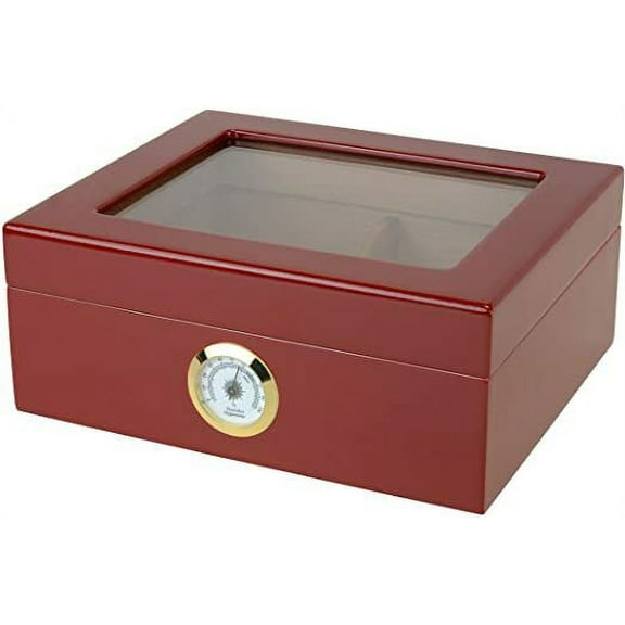 "LE ISLE ROUGE" Glasstop Red Highgloss Humidor for 40 Cigars