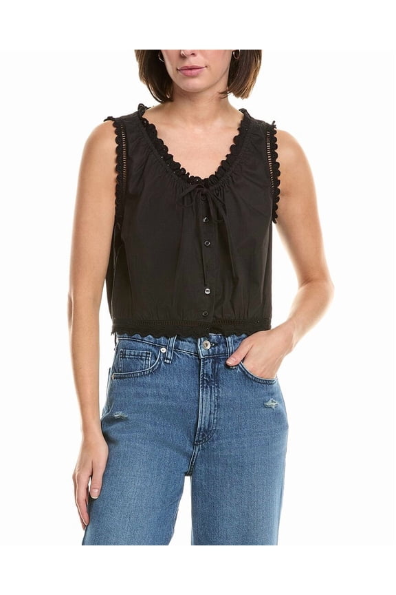 womens Eyelet Cami, m, Black