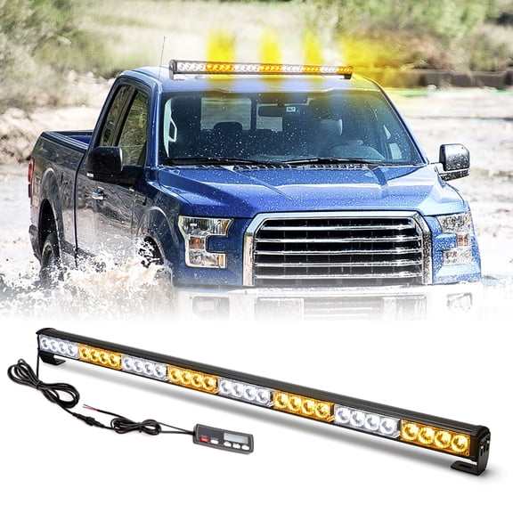 LE-JX 35.5" Traffic Advisor Hazard Emergency Warning Arrow Strobe Light Bar Amber/White with Display Controller