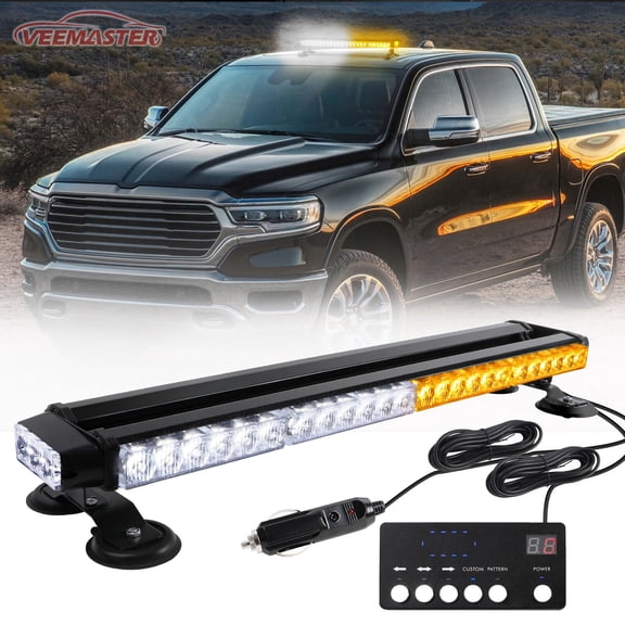 LE-JX 54LED Emergency Traffic Advisor Double Side Flashing Warning Strobe Light Bar Amber White With Digital Display Controller
