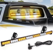 LE-JX Emergency Hazard Warning Strobe Light Bar 32" 28 LED Traffic Advisor Amber White Light