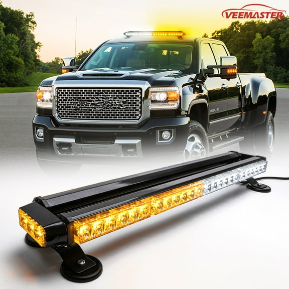 LE-JX Emergency Traffic Advisor 54LED Double Side Flashing Warning Strobe Light Bar Amber&White