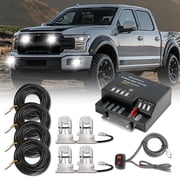 LE-JX WHITE 80W 12V 4 HID Bulbs Hide Away Emergency Hazard Warning System Strobe Lights Headlights