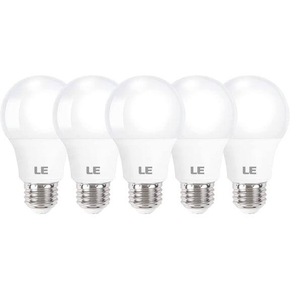 LE LED Light Bulbs 60 Watt Equivalent, 9W 800 Lumens Non-Dimmable, Daylight White 5000K, A19 E26 Standard Medium Base, 10000 Hour Lifetime 5 Count (Pack of 1)
