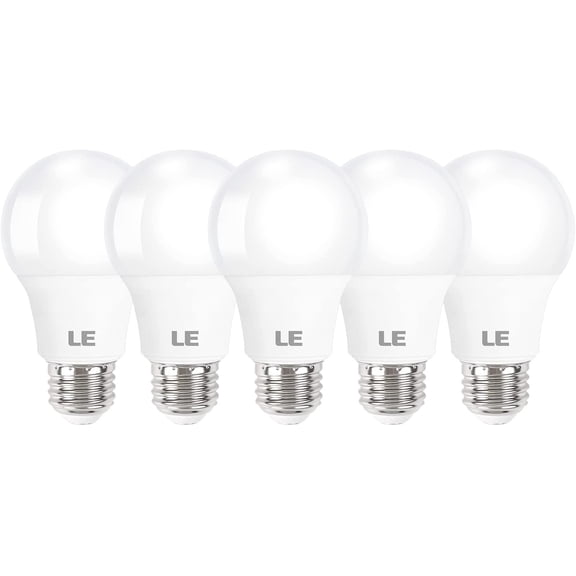 LE LED Light Bulbs 60 Watt Equivalent, 9W 800 Lumens Non-Dimmable, Daylight White 5000K, A19 E26 Standard Medium Base, 10000 Hour Lifetime 5 Count (Pack of 1)