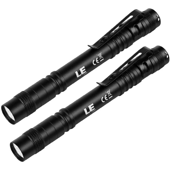 LE LED Pen Flashlights, Lightweight, Mini, Waterproof Pocket Flashlight with Clip, 2 Pack Small Flashlights for Inspection, Work, Emergency