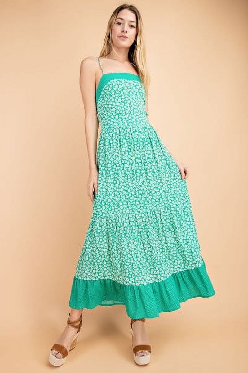 LE LIS Floral Print Lace Up Back Maxi Dress - Walmart.com