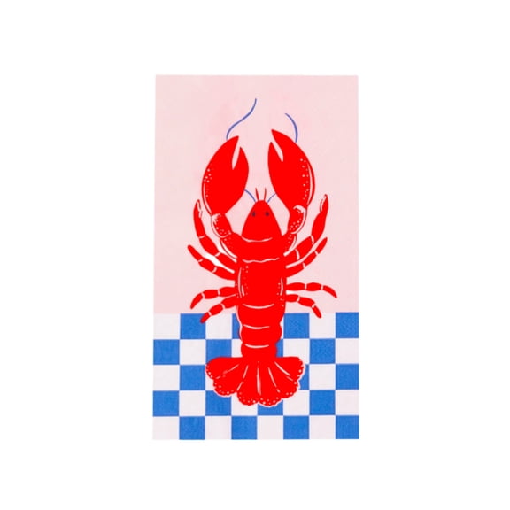 Bonjour Fte Costal Lobster Paper Guest Towel Napkins, Disposable Party Supplies, 20 Count, 4th of July, Summer Pool Party