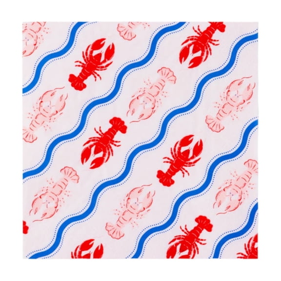 Bonjour Fte Costal Lobster Large Paper Napkins, Disposable Party Supplies, 20 Count, Lunch Size, 4th of July, Summer