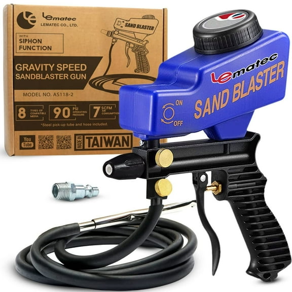 LE Lematec Sand Blaster Gun Kit, Sandblaster, Rust Remover and Paint Stripper...