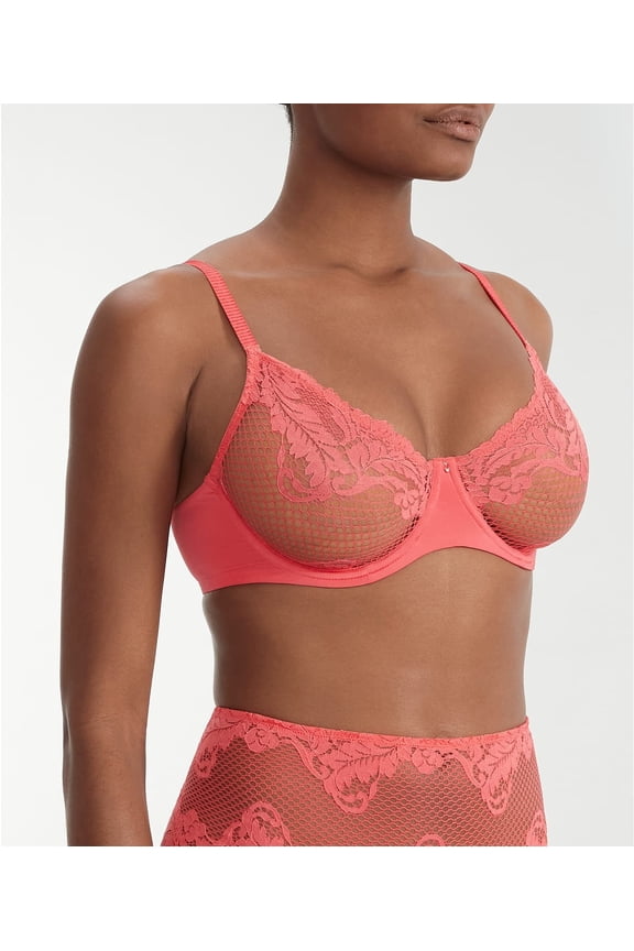 LE MYSTERE Sweet Coral Lace Allure Underwire Demi Bra, US 32G, UK 32F, NWOT