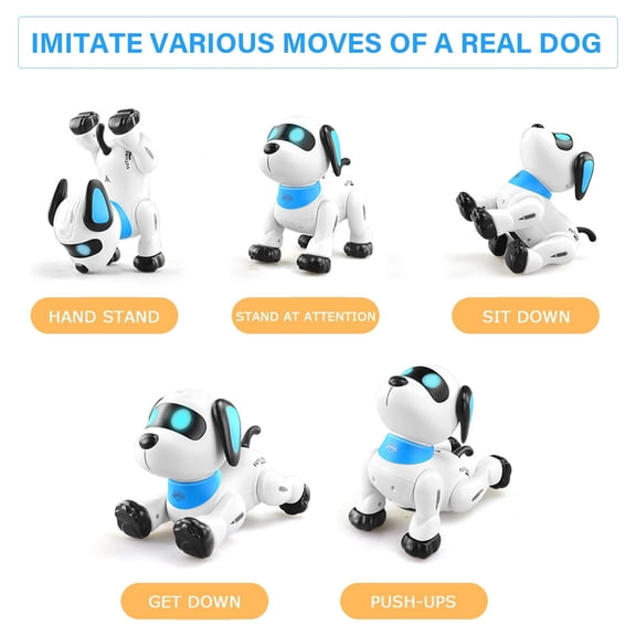 LE NENG TOYS K21 Electronic Programmable Stunt Robot Dog with Voice & Remote Control, White (7.09 inches / 18 cm)