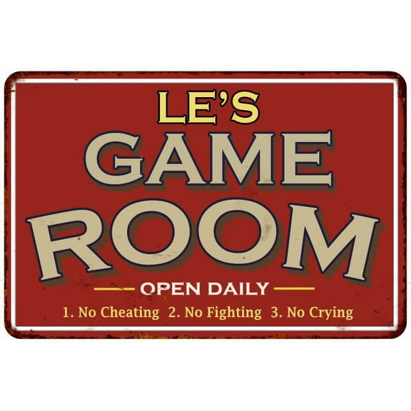 LE'S Game Room Sign Vintage Look 8 x 12 High Gloss Metal 208120001251