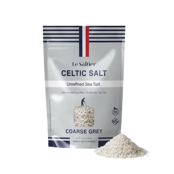 LE SALTIER Organic Coarse Grey Celtic Sea Salt from France, Unrefined, Mineral-Rich Sea Salt, Hand Harvested, Kosher, for cooking (500g/1.1lb)