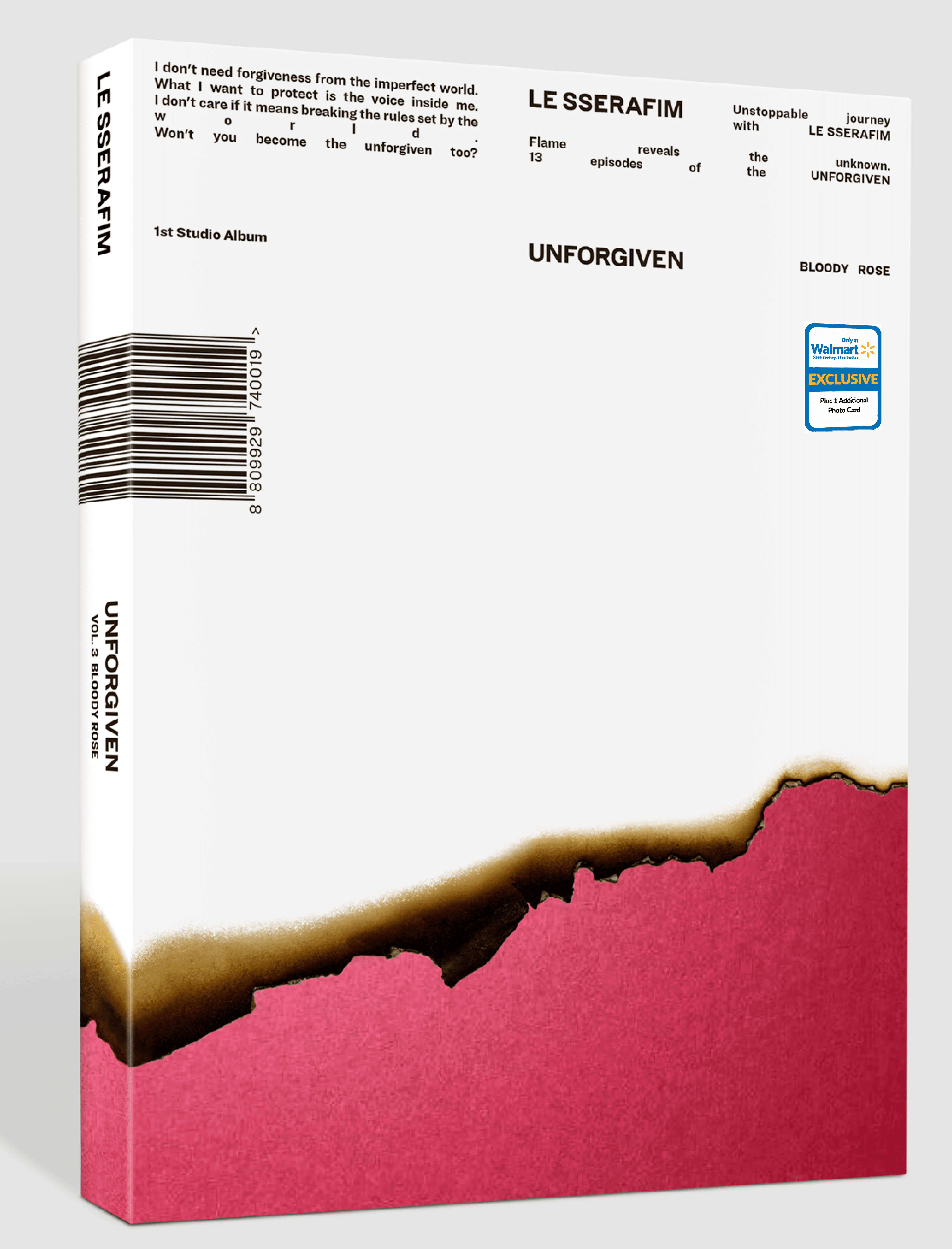 LE SSERAFIM - 1st Studio Album 'UNFORGIVEN' BLOODY ROSE (Walmart Exclusive)  - KPop - CD 