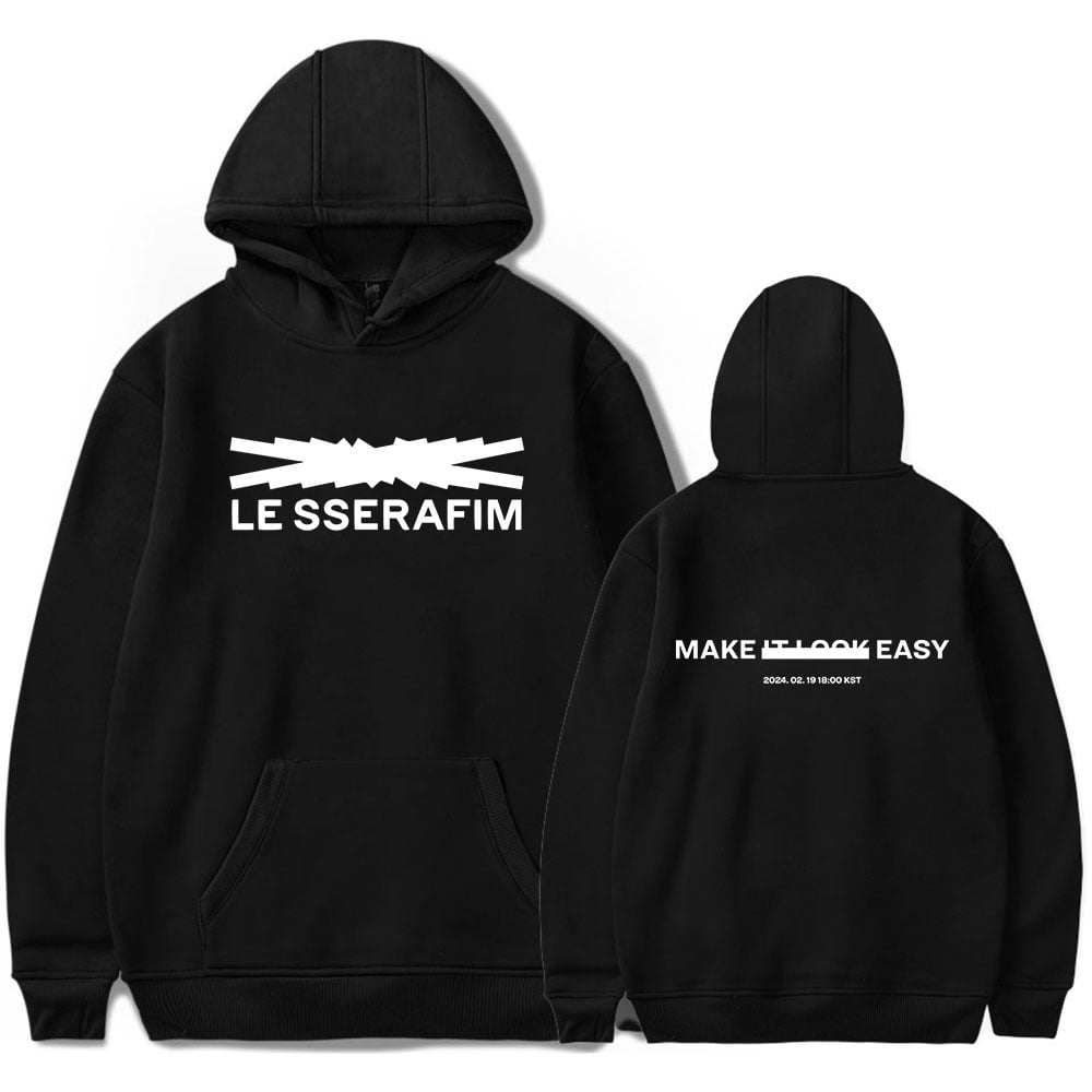 LE SSERAFIM Merch Easy Hoodie Unisex Hooded Sweatshirt Long Sleeve Tracksuit Pullover Coat Walmart