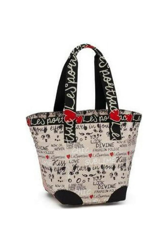LE Sportsac 2755 dance with me medium manon tote handbag bag black white new