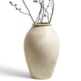 thumbnail image 1 of LE TAUCI 13.2 Inch Ceramic Vase, Tall Decorative Vase for Home Decor, Rustic Cream Beige Flower Vase for Living Room, Entryway, Mantel and Tabletop Decor, 1 of 9