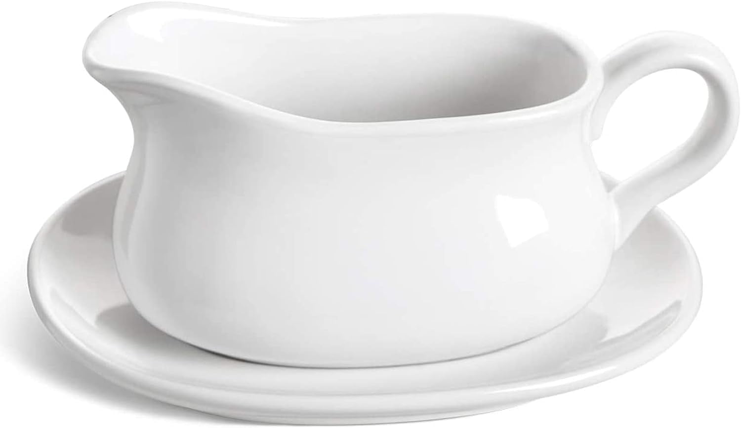 LE TAUCI 17oz Gravy Boat with Saucer Stand, Set of 1, Ceramic