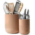 thumbnail image 1 of LE TAUCI 2-Pack Ceramic Utensil Holders, 7.3"+5.4" Kitchen Countertop Crocks for Spatulas, Spoons, Ladles, Forks, Multifunctional Storage Jars, Terracotta Pink Utensil Holder, 1 of 8