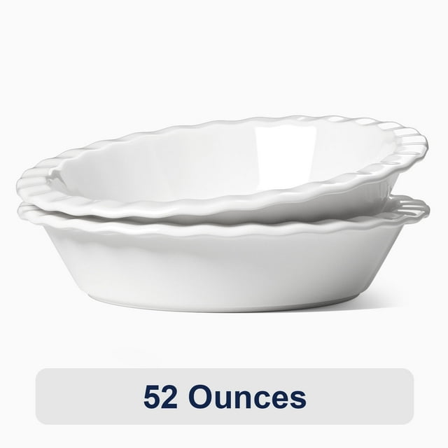 LE TAUCI 52 OZ Ceramic Baking Dish, 9" Pie Pan for Pumpkin Pie Chicken Pot Pie Tart Pan, White Bakeware for Christmas