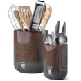 thumbnail interactive-video image 1 of LE TAUCI 7.3"+5.4" Ceramic Crocks for Kitchen, Cooking Organizer & Plant Pots,Set of 2 Utensil Holder, 1 of 7
