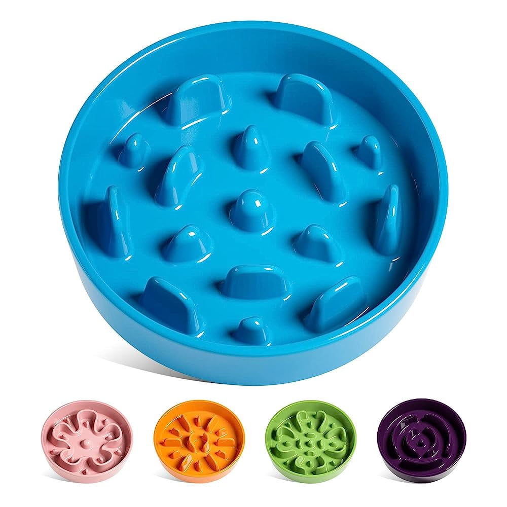 MOPANG Ceramic Slow Feeder Dog Bowl – 2 Cups, Blue – Stops Fast Eating, Fun Puzzle Feeder For Medium & Large Dogs, 33oz, 8in - View #2