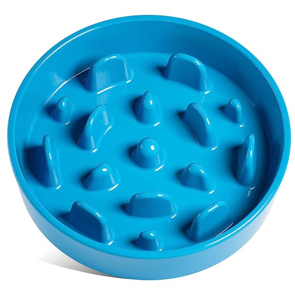 LE TAUCI 9.5 Inch Ceramic Slow Feeder Dog Bowl for Medium Large Breed, Maze, Vortex Blue, 3 Cups