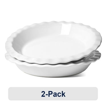 LE TAUCI 9" Ceramic Pie Pans, 36 OZ Pie Plate, Set of 2 Baking Dish for Pumpkin Pie, White