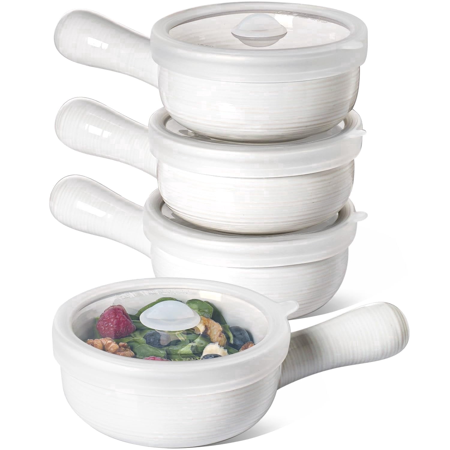 BEMAY, French Onion Soup Bowls with Handles, 15 oz Ceramic, White ...