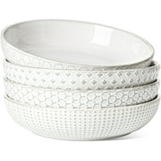 LE TAUCI Large Salad Bowls, 8 Inch Ceramic Pasta Plates, 36 Ounce Pasta Bowls and Serving Bowls, Soup Bowl, Set of 4, Arctic White