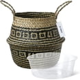thumbnail image 1 of LE TAUCI Plant Basket, 10.2 Inch Black Flower Woven Seagrass Belly Planter Basket, 1 of 10