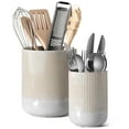 thumbnail interactive-video image 1 of LE TAUCI Set of 2 Utensil Holder, 7.3"+5.4" Ceramic Crocks for Kitchen, Cooking Organizer & Plant Pots, 1 of 7