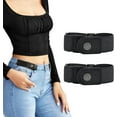 thumbnail image 1 of LEACOOLKEY No Buckle Stretch Belt for Women/Men—2 Pack Elastic Invisible Belt for Jeans, 1 of 10