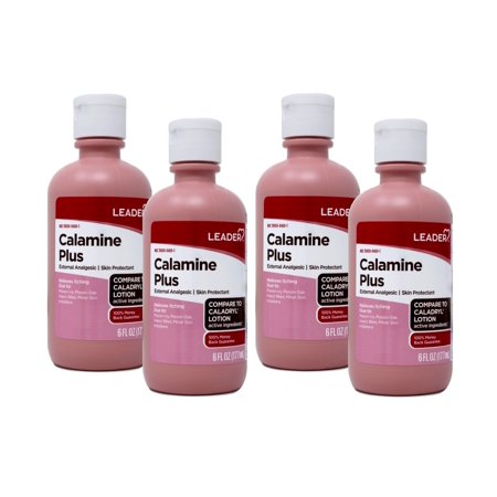 LEADER Calamine Plus Anti-Itch Lotion, Skin Protectant Lotion for Fast-Acting Itch Relief, Poison Ivy, Insect Bites, Minor Skin Irritations, 6 FL OZ - 4 Pack