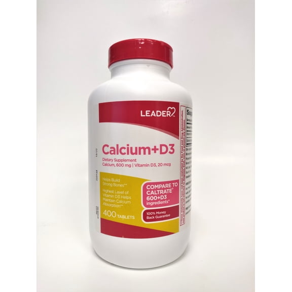 Leader Calcium Plus D3 Dietary Supplement Tablets, 400 Ea
