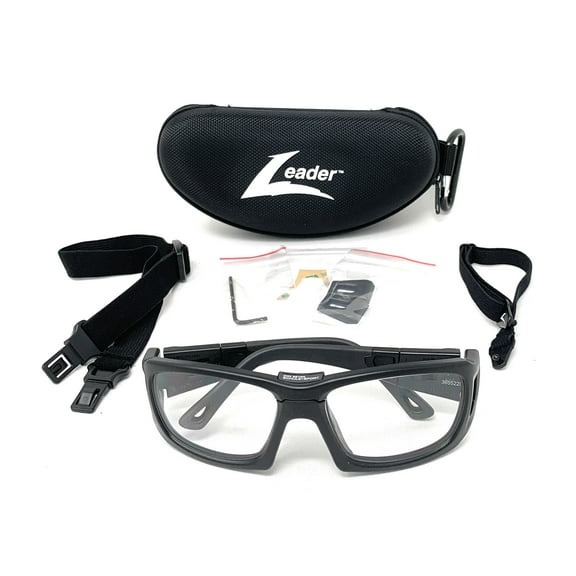 LEADER ProX Sport Goggles Package Matte Graphite ASTM Pickleball Basketball Soccer LARGE