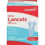 LEADER Sterile Lancets, Ultra Thin 28 Gauge, Single Use, Universal Designed for Diabetic Blood Glucose Testing, 100 Count Per Box Lancets, 1-Box