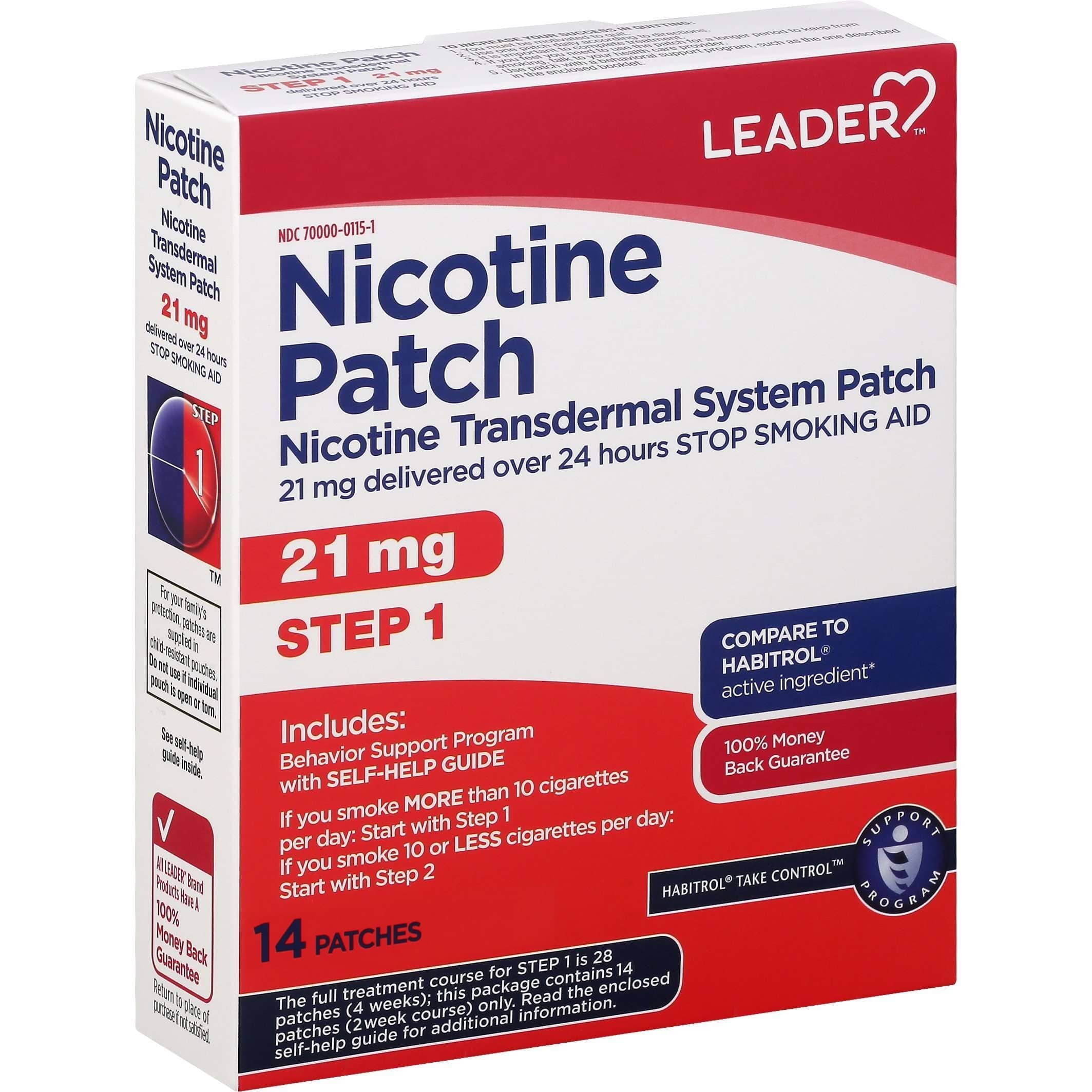 LEADER(TM) Nicotine Transdermal System Patch 21mg 14 ct (Compare to Habitrol)