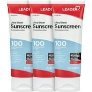 LEADER Travel Sunscreen SPF 100+, Ultra Sheer Dry-Touch Water Resistant and Non-Greasy Lotion with Broad Spectrum SPF 100+, 3 Fl Oz (3 Pack)
