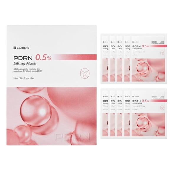 LEADERS PDRN 0.5% Lifting Mask – Firming & Elasticity Sheet Mask with High-Purity PDRN for Anti-Aging, Skin-Lifting, & Hydration – 10 Sheets