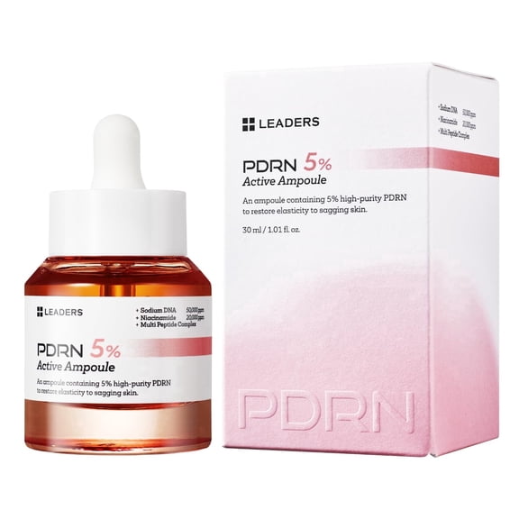 LEADERS PDRN 5% Active Ampoule Anti-Aging Ampoule to Restore Elasticity to Sagging Skin & Improve Firmness, Lightweight & Hydrating Formula - 30ml