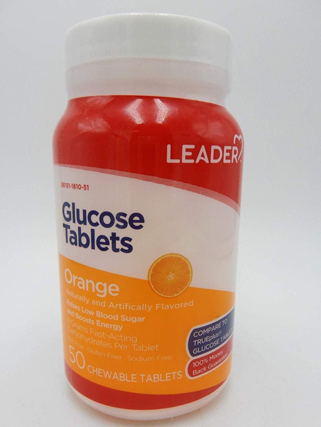 LEADERTM Glucose Tablets Orange 50 ct