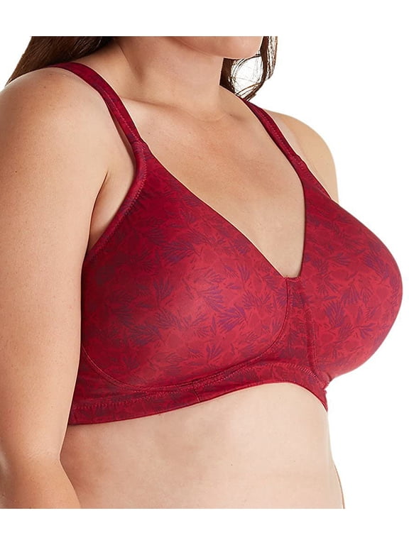 Women's Molded Padded Seamless Wirefree Bra Bra, Ruby Pink Floral, 50G
