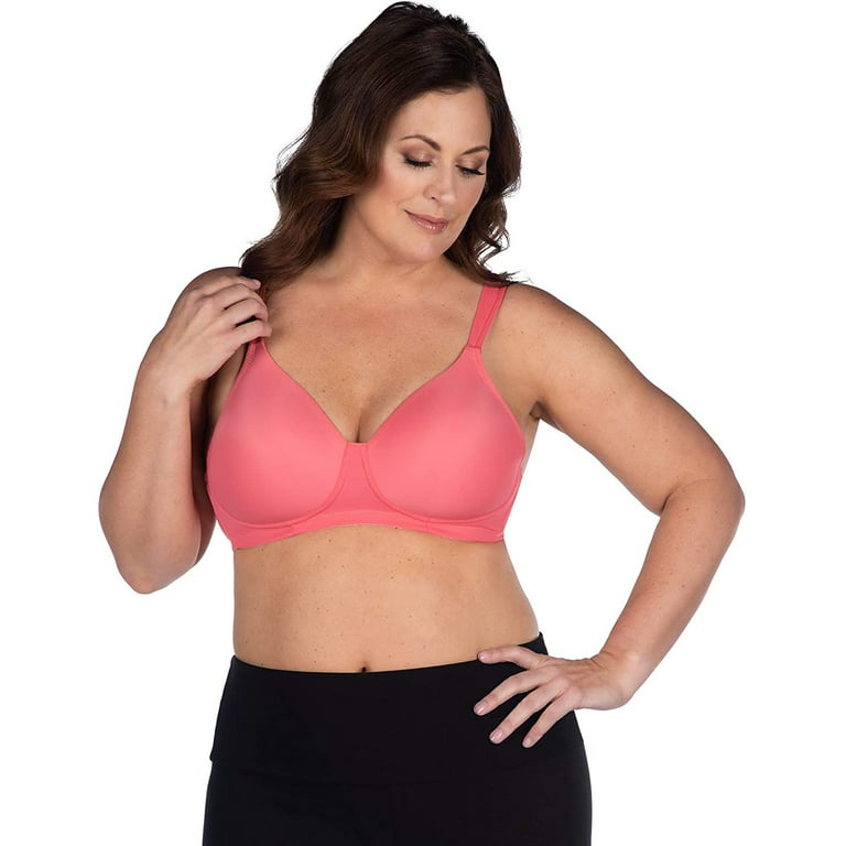 LEADING LADY Women's Plus-Size Wireless Padded T-Shirt Bra, Sun Kissed  Coral, 36D 